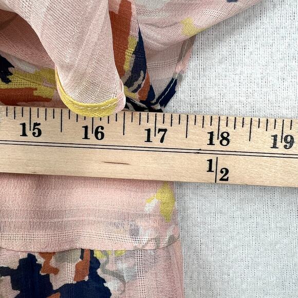 TANYA TAYLOR Chiara Silk Cold Shoulder Top Womens 4 Pink Abstract Floral Ruffle - Picture 15 of 16